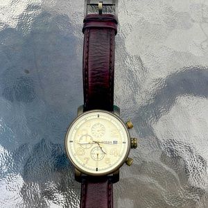 Vintage Fossil Watch, brown leather straps